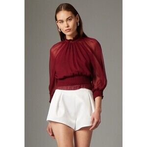 Gilner Farrar Dell Chiffon Blouse Ruby Burgundy Maroon Size Small